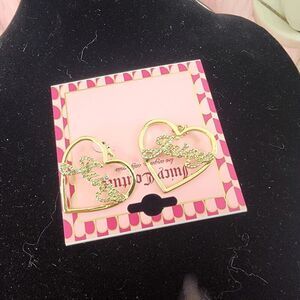 💖 NWT Juicy Couture Bling Gold Heart Dangle Earrings #7249 💖